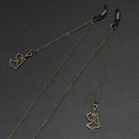 Bronze-colored metal non-slip chain, with skeleton pendant, for glasses and masks GL469