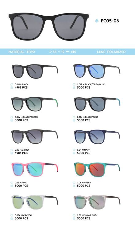 Plastic TR90 frame polarized sunglasses FC05-06