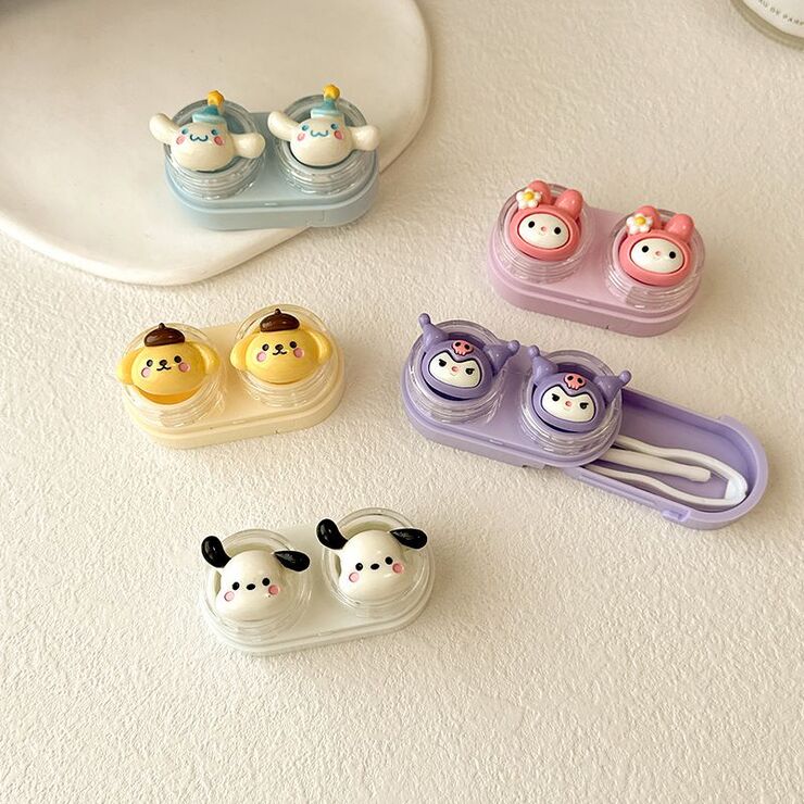 Mini soft contact lens kit retractable W-CT26兔花黄白狗