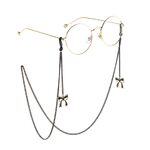Black-colored metal non-slip chain, with pendant bow, for glasses and masks GL773