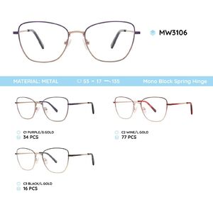 Metal women's frame for glasses with spring hinges MW3106