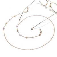 Gold-colored metal non-slip chain, with round pearl, for glasses and masks GL1440