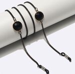 Black-colored metal non-slip chain, with black crystal, for glasses and masks GL1499