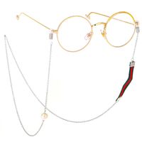 Metal non-slip chain, with cloth strap and pearl, for glasses and masks GL416