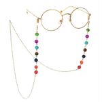 Metal non-slip chain, with natural stone colorful beads, for glasses and masks GL147