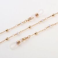 Gold-colored metal non-slip chain, with round gold and pearl, for glasses and masks GL1014