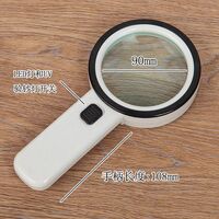 Magnifier with universal backlight, magnifying glass with handle 2288-90-XX, diameter: 90 mm, magnification: 10X