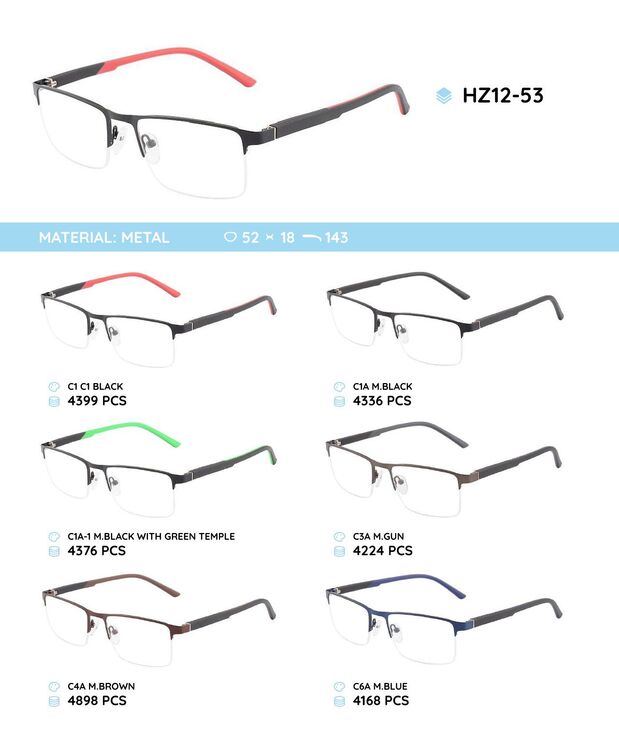 Metal frame with temples made of TR-90 material HZ12-53