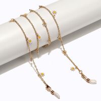 Metal non-slip chain gold, with white flower, for glasses and masks GL1553