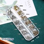 Set of rhinestones with a flated bottom for decorating frames and glasses, 12 types, 星陨+香槟-12格盒装 (price per pack, minimum 3)