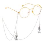 Silver-colored metal non-slip chain, with snake and skull pendant, for glasses and masks GL475