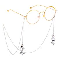 Металлическая нескользящая цепочка серебряного цвета, с подвеской в виде змей с черепом, для очков и масок GL475