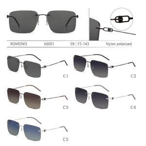 Rimless polarized metal sunglasses with nylon lenses for men Romonis R66001