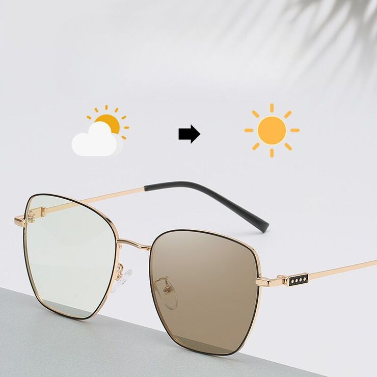 Очки металлические фотохромные с защитой от синего света 9656-GT