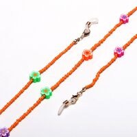 Gold-colored metal non-slip chain, with flowers and colorful rice beads, for glasses and masks GL1289-1