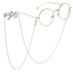 Silver-colored metal non-slip chain, with bird branch, for glasses and masks GL069