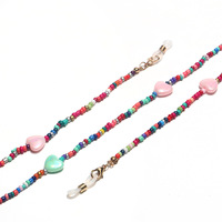 Metal glasses chain with color small daisy disc pendants GL1366