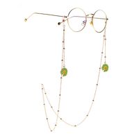 Gold-colored metal non-slip chain, pendant green daisy, for glasses and masks GL1035