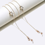 Golden glasses chain with pearls in hollow stars GL1377
