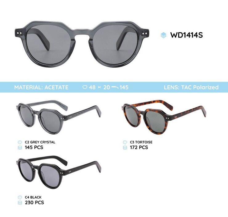 Acetate plastic frames polarized sunglasses WD1414S