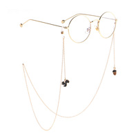 Gold-colored metal non-slip chain, with pendant squirrel and pine nut, for glasses and masks GL775