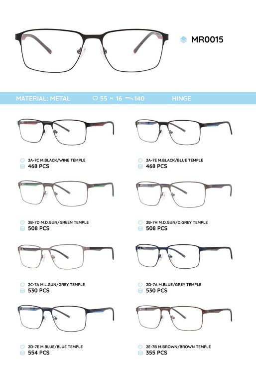 Metal frame with temples made of TR-90 material MR0015