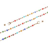 Gold-colored metal non-slip chain, with colored crystal, for glasses and masks GL848