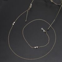 Металлическая нескользящая цепочка золотого цвета, c жемчугом и стразами, для очков и масок GL624