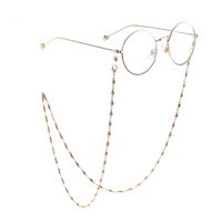 Gold-colored metal non-slip chain, with simple oval beads, for glasses and masks GL846