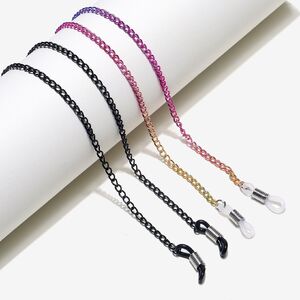 Металлическая нескользящая цепочка, комплект из 2-х предметов черная и цветная, для очков и масок GM018