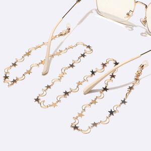 Gold-colored metal non-slip chain, with copper star and moon, for glasses and masks GL1607