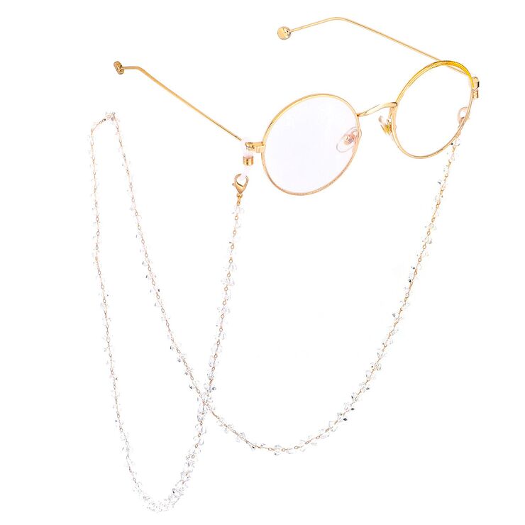 Gold-colored metal non-slip chain, with crystal, for glasses and masks GL720