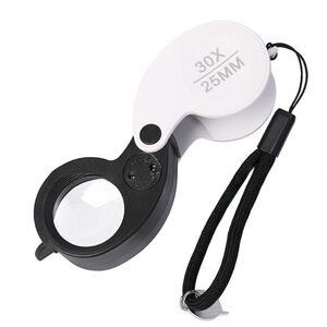 Folding magnifier with universal backlight 92530-XX, dimensions: ⌀25 mm. Magnification: 30Х