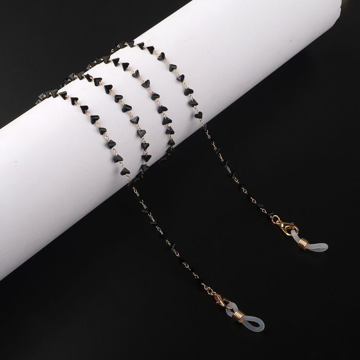 Gold-colored metal non-slip chain, with triangle crystal, for glasses and masks GL972
