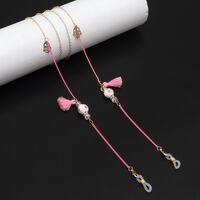 Gold-colored metal non-slip chain, with ceramic beads and tassel, for glasses and masks GL924