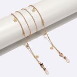Gold-colored metal non-slip chain, with white daisy, for glasses and sweater GL1552