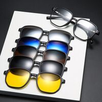 TR90/PC plastic frame + 5 polarized sun protection magnet clip-on set + leather bag El Dorado EL2363