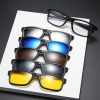 Оправа пластиковая TR90/PC + комплект из 5 поляризационных солнцезащитных насадок (клипон) на магните + кожаная сумка El Dorado EL2271A