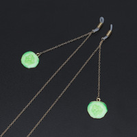 Gold-colored metal non-slip chain, with pendant cucumber, for glasses and masks GL656