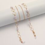 Gold-colored metal non-slip chain, with pearl and metal round, for glasses and masks GL1867