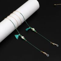 Gold-colored metal non-slip chain, with ceramic beads and tassel, for glasses and masks GL924