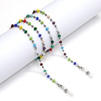 Metal non-slip chain silver, with colorful crystal and steel beads, for glasses and masks GS039