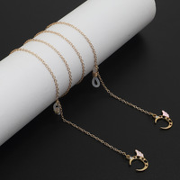 Металлическая нескользящая цепочка золотого цвета, с подвеской в виде луны и ангела, для очков и масок GL863