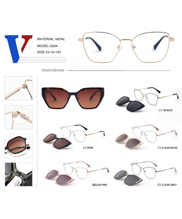 Оправа металлическая + поляризационная солнцезащитная насадка 5604-DA