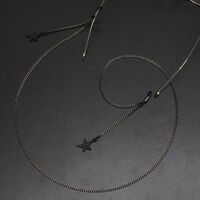 Black-colored metal non-slip chain, with pendant star, for glasses and masks GL498