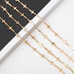 Gold-colored metal non-slip chain, with gold cross, for glasses and masks GA086