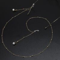 Gold-colored metal non-slip chain, with pendant pearl and beads, for glasses and masks GL580