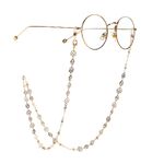 Gold-colored metal non-slip chain, with pearl and hollow rose, for glasses and masks GL990