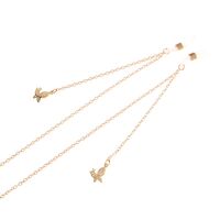 Gold-colored metal non-slip chain, with pendant butterfly with zircon, for glasses and masks GL807