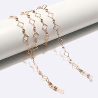 Gold-colored metal non-slip chain, with square and  rhinestone, for glasses and masks GL1610